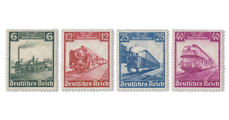 Deutsches Reich - 100 Jahre deutsche Eisenbahn (Mi. Nr. 580-83)