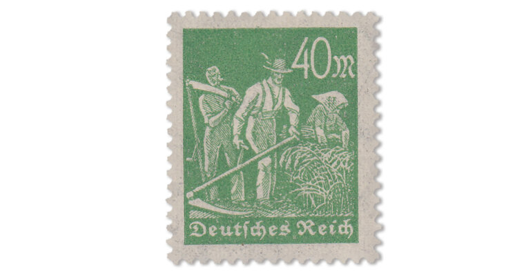 Deutsches Reich - 40 Mk. Freimarke grünlicholiv (Mi. Nr. 244 c)