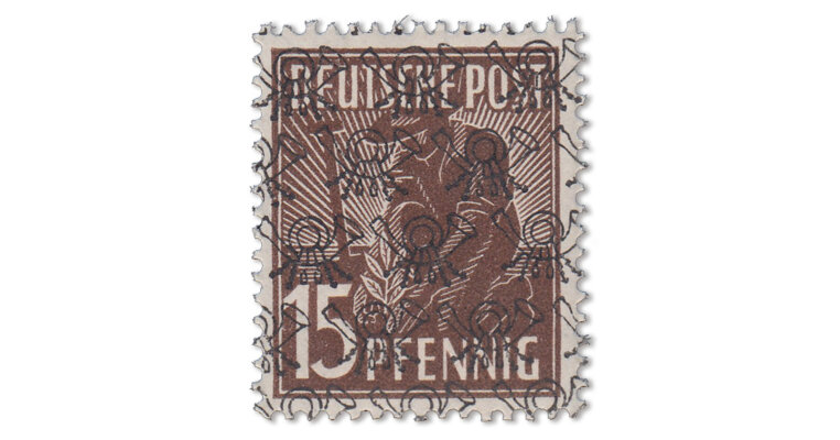 Bizone - Posthörnchen 15 Pfg. schwärzlichsiena (Mi. Nr. 41 II aa)