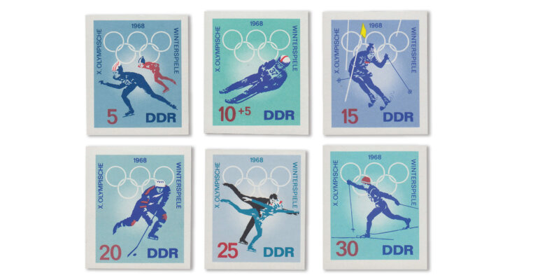 DDR - Olympiade 1968 ungezähnt (Mi. Nr. 1335-40 PH/U)