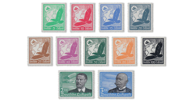 DR - Flugpost-Serie 1934 (Mi. Nr. 529-39)