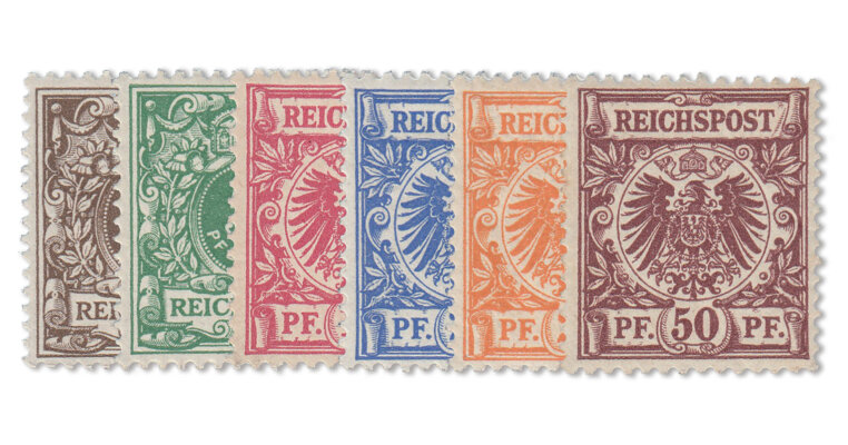 DR - Freimarkenserie Krone/Adler Ausgabe 1889 (Mi. Nr. 45-50)