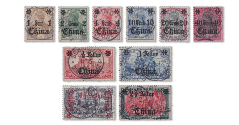Deutsche Post China - Germania-Aufdrucke 1905 (Mi. Nr. 28-37)
