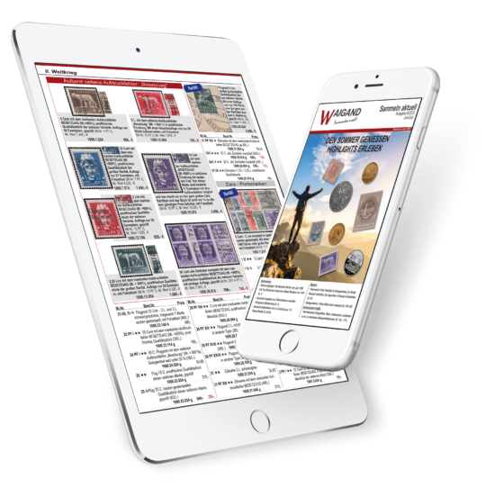 Aktueller Briefmarken Katalog Ausgabe Juni-Juli 2025 Online-Katalog, Smartphone, Tablet
