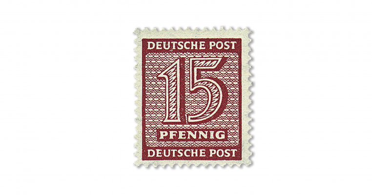 Sowjetische Besatzungszone - 15 Pfg. aus West-Sachsen von 1945 (Mi. Nr. 133 Y wb)