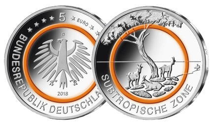 Vorder- und Rückseite 5-Euro Subtropische Zone Bankfrisch