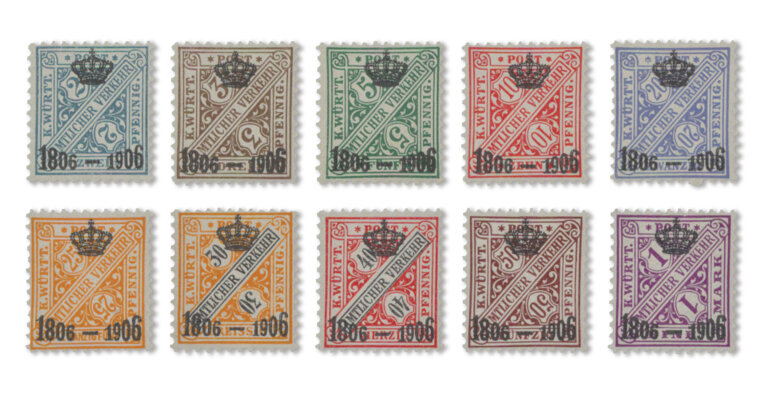 Württemberg - Sonderausgabe 2 Pfg. - 1- M. (Mi. Nr. 217-26)